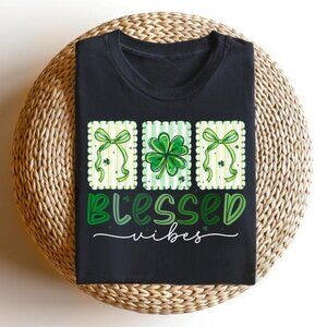 Blessed Vibes St Patrick Tshirt, Preppy St Patrick's Tee